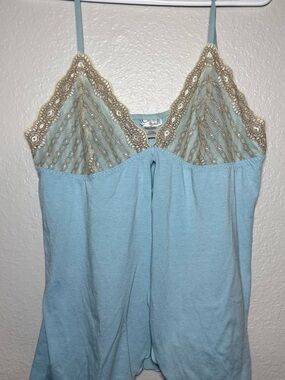 Clement & Eide Women's Light Blue Camisole Lace Trim Adjustable Strap X-Large